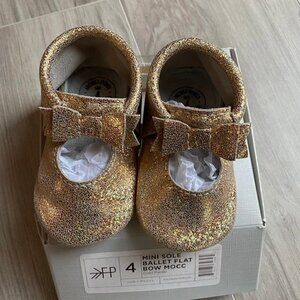 Freshly Picked Gold Pyrite Sparkle Bow Ballet Moccs